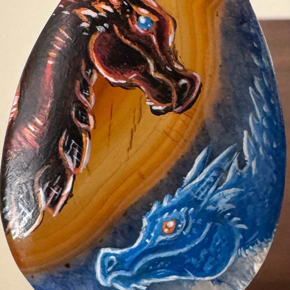 Dragon Art Stone Pendant (Fire and Ice Dragons)